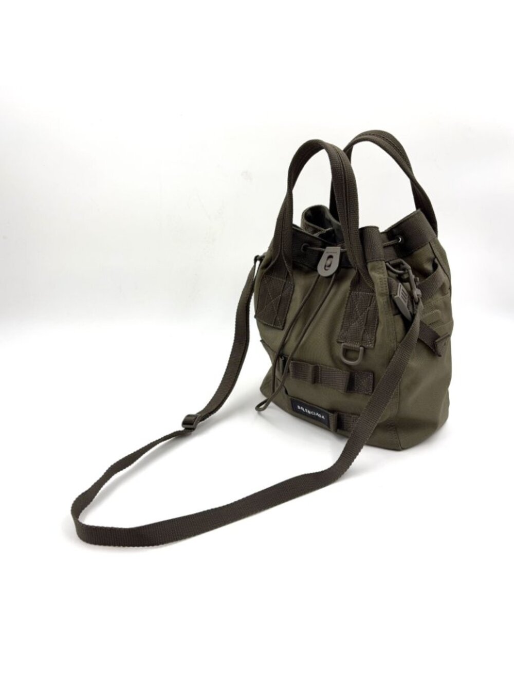 Balenciaga Amy Nylon Canvas Dark Green Handbag - Picture 5 of 15